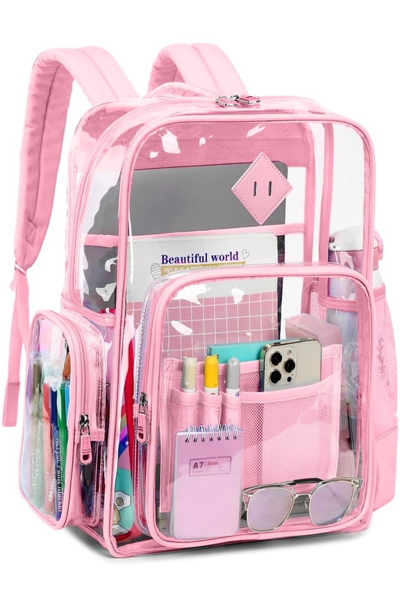 Clear Backpack Heavy Duty Stadium Approved School Bookbag PVC Backpacks for Adults Travel