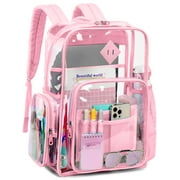 Sanmadrola Clear Backpack Heavy Duty Stadium Approved School Bookbag PVC Backpacks for Adults Travel