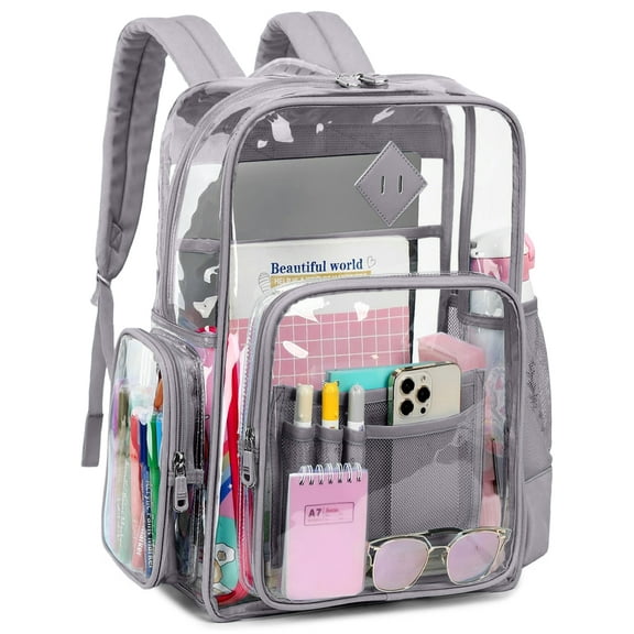 Sanmadrola Clear Backpack Heavy Duty Stadium Approved School Bookbag PVC Backpacks for Adults Travel