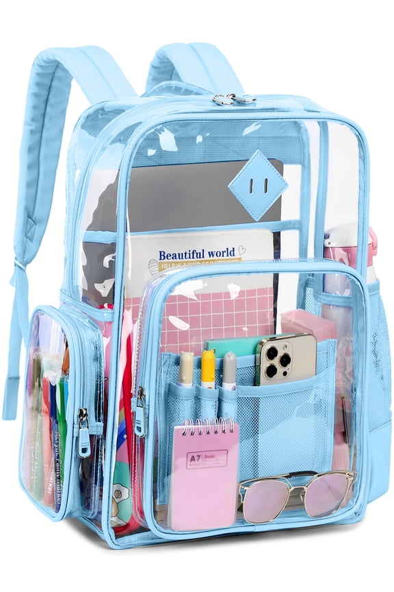 Clear Backpack Heavy Duty Stadium Approved School Bookbag PVC Backpacks for Adults Travel