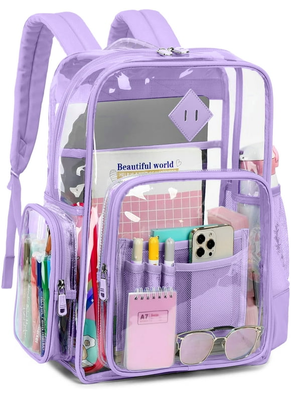 Clear Backpack Heavy Duty Stadium Approved School Bookbag PVC Backpacks for Adults Travel