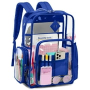 Sanmadrola Clear Backpack Heavy Duty Stadium Approved School Bookbag PVC Backpacks for Adults Travel