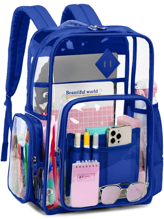 Clear Backpack Heavy Duty Stadium Approved School Bookbag PVC Backpacks for Adults Travel