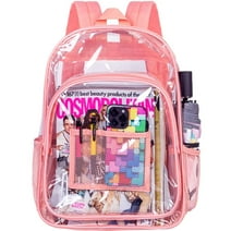 Sanmadrola Clear Backpack With Reinforced Straps & Front Accessory Pocket - Perfect for School, Security, & Sporting Events