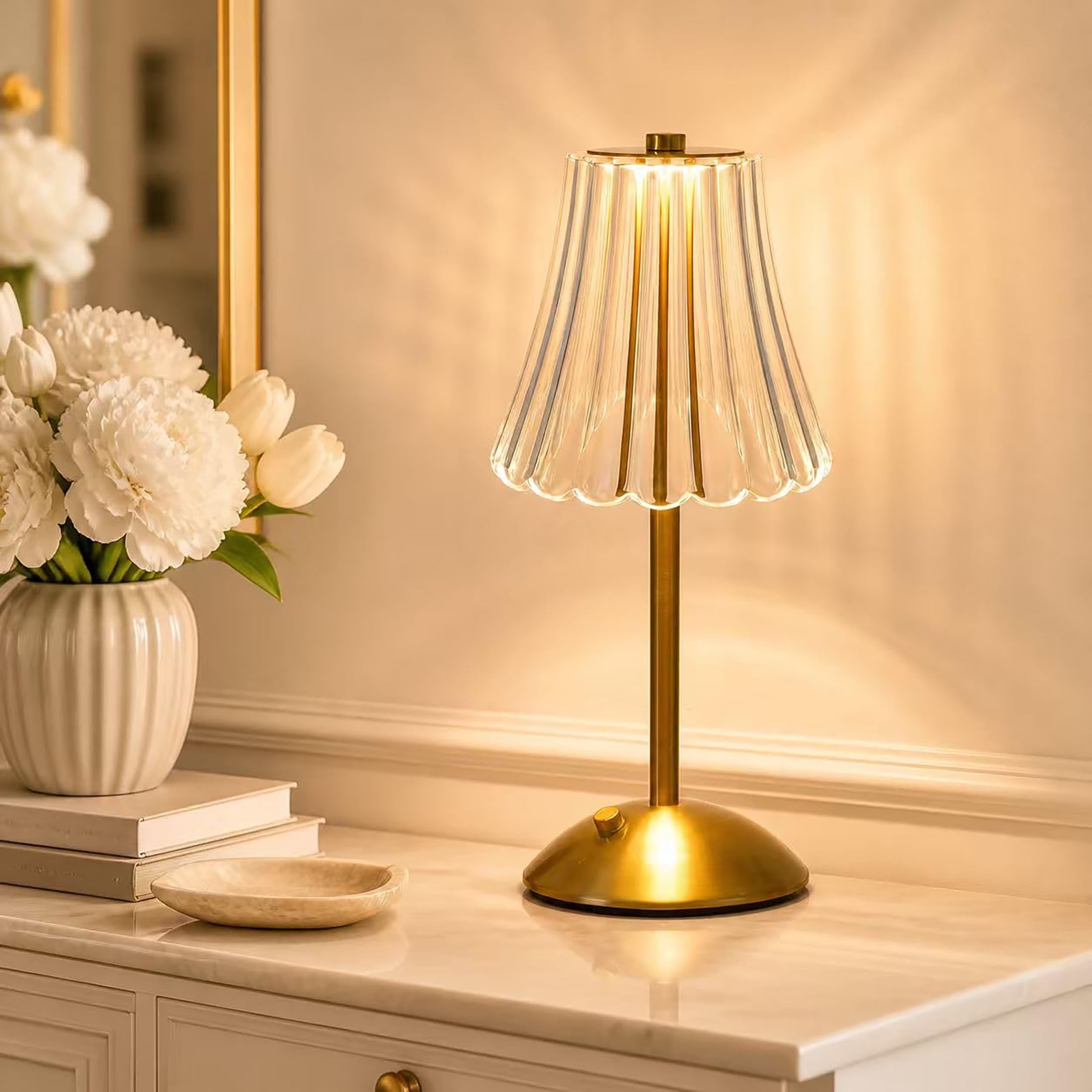 Cordless Table Lamp, Rechargeable Touch LED Lamp with 3 Color Modes ...