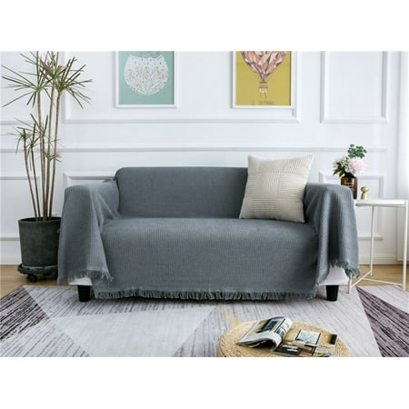 Sanmadrola Cotton Sofa Cover Couch Cover Sofa Slipcover Furniture Protector 1 2 3 4 Seat Sofa Couch Covers For Dogs Pets Washable Sectional Sofa Couch Covers Gray 71''x 102'' Waffle Texture