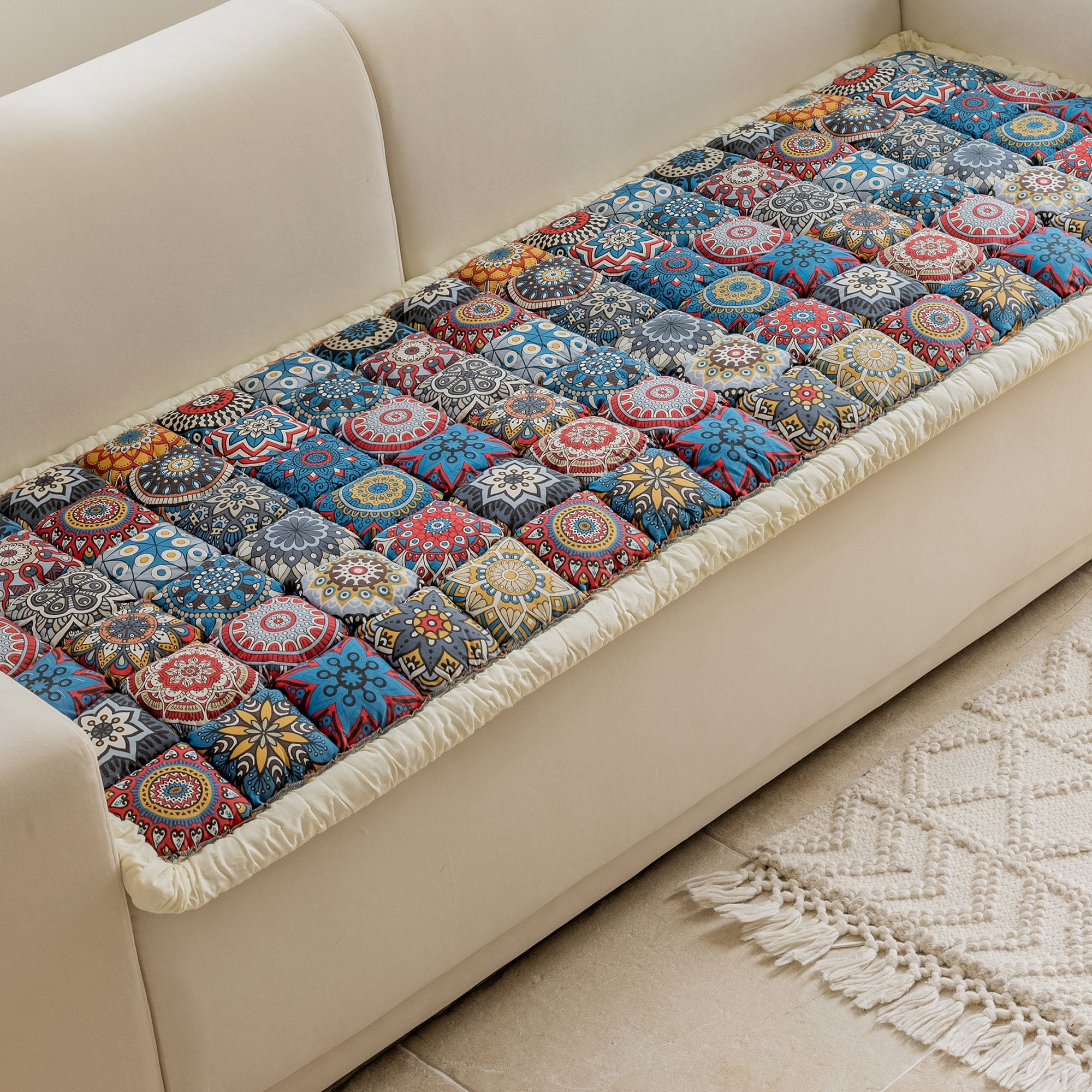 Sanmadrola Couch Cover Sofa Cover Slipcover Furniture Protector Washable Fuzzy Pet Couch Covers for Dog Cat Pet Non Slip 3 Cushion Couch Sofa Covers Bohemian Style