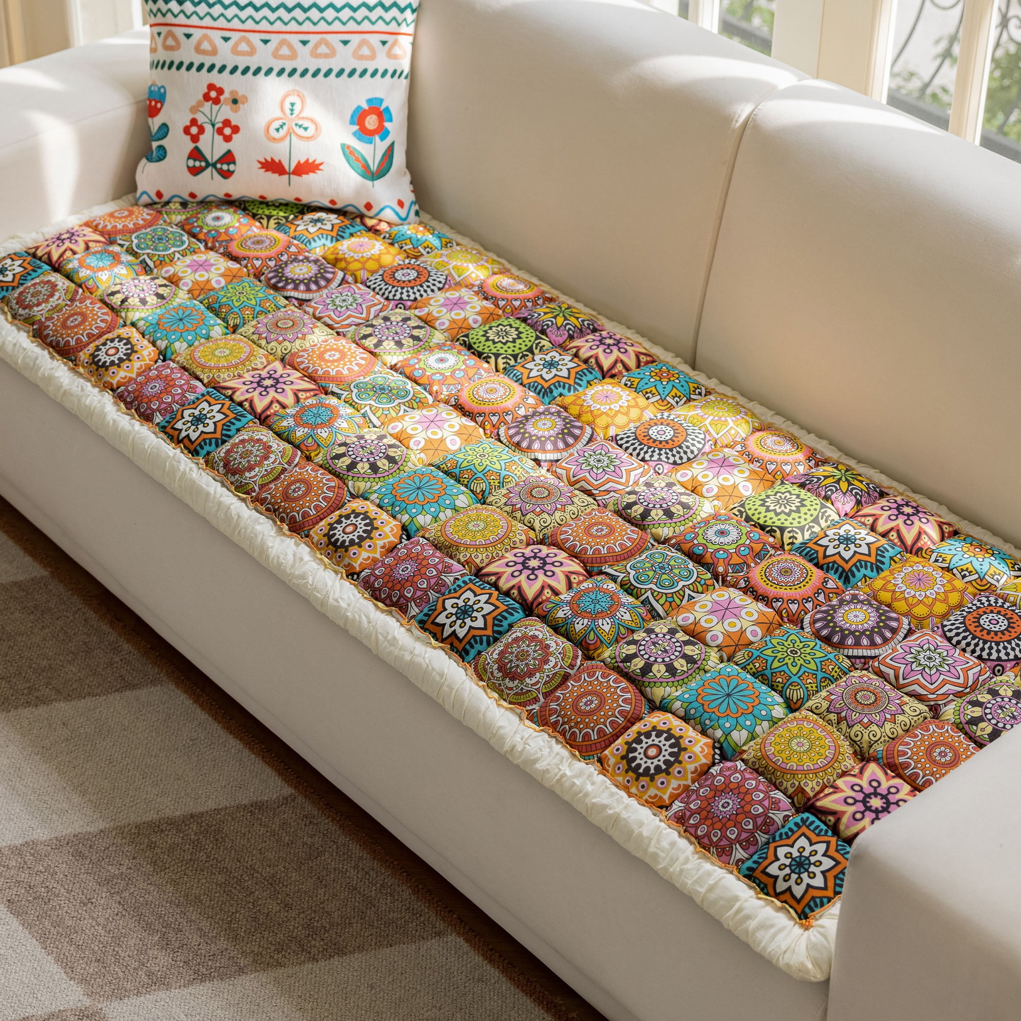 Sanmadrola Couch Cover Sofa Cover Slipcover Furniture Protector Washable Fuzzy Pet Couch Covers for Dog Cat Pet Non Slip 3 Cushion Couch Sofa Covers Bohemian Style