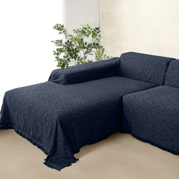 Sanmadrola Couch Cover Sofa Covers Couch Covers for Sectional Sofa Love Seat Couch Covers for 2 Cushion Couch Washable Slipcover for Dog Sofa Protector 71" X102 Navy Blue 1 Piece