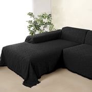 Sanmadrola Couch Cover for 3 Cushion Couch Sofa Cover Sectional Sofa Cover for Dog Sofa Slipcover Washable Couch Covers for L-Shape Sofa Reversible Sofa Protector 71x134 Black 1 Piece