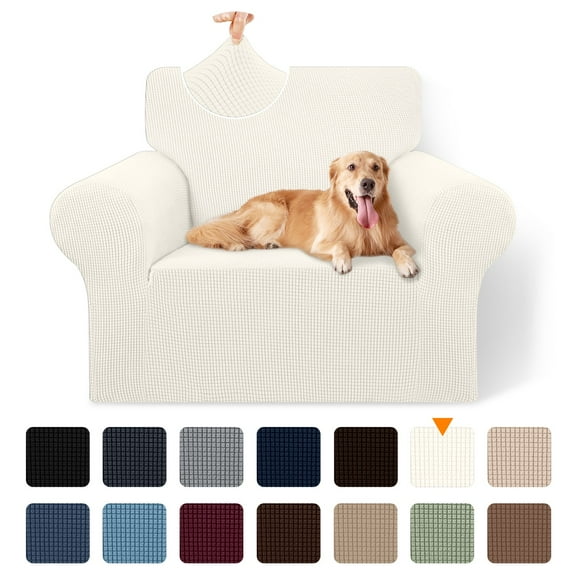 Sanmadrola Couch Cover Water Resistant Stretch Sofa Slipcover Jacquard Furniture Protector for Kids Pets Dog Cat, Beige, Chair