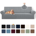 thumbnail image 1 of Sanmadrola Couch Cover Water Resistant Stretch Sofa Slipcover Jacquard Furniture Protector for Kids Pets Dog Cat, Light Gray, Oversized Sofa, 1 of 10