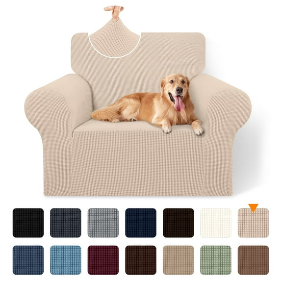Sanmadrola Couch Cover Water Resistant Stretch Sofa Slipcover Jacquard Furniture Protector for Kids Pets Dog Cat, Taupe, Chair