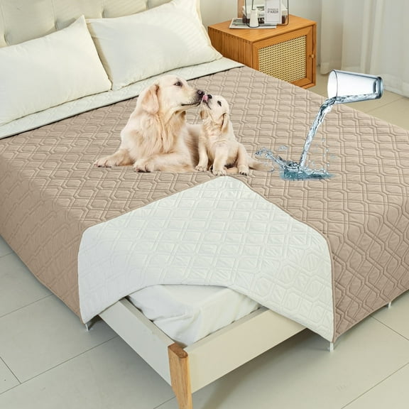 Sanmadrola Couch Cover for Sofa Bed Furniture Mattress Protector Waterproof Reversible Dog Bed Cover Pet Blanket Khaki