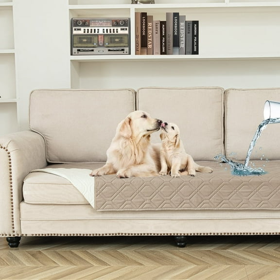 Sanmadrola Couch Cover for Sofa Bed Furniture Waterproof Reversible Dog Bed Cover Pet Blanket Khaki