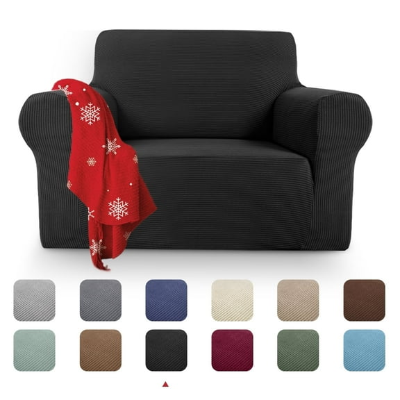 Sanmadrola Couch Covers for Dogs Sofa Covers Washable 100% Waterproof Non Slip Couch Covers Stretchable Machine Washable for Dogs Kids Pets, Black, Chair