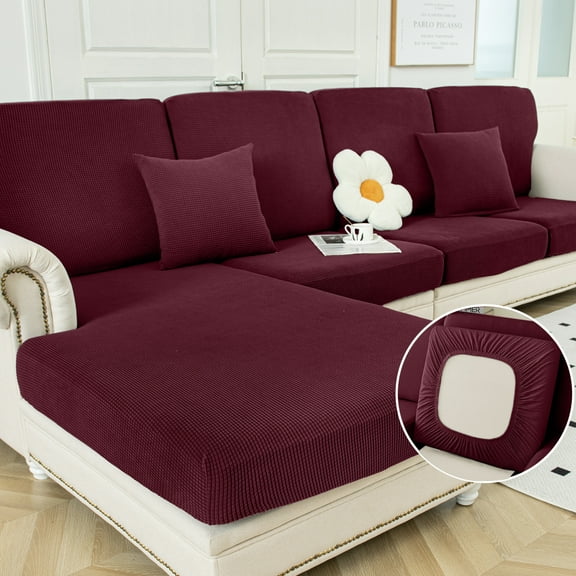 Sanmadrola Couch Covers Sofa Cushion Cover Slipcovers Wear-Resistant Universal Stretch Anti-Slip Sectional L Shape Sofa Covers, Chaise Lounge Sofa Slipcover