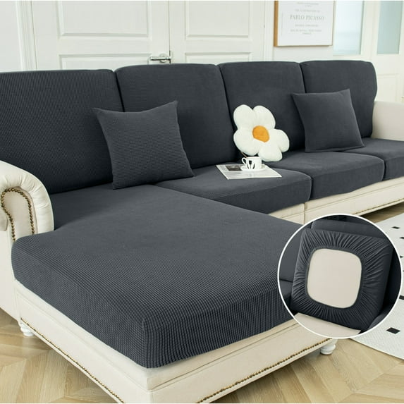 Sanmadrola Couch Covers Sofa Cushion Cover Slipcovers Wear-Resistant Universal Stretch Anti-Slip Sectional L Shape Sofa Covers, Chaise Lounge Sofa Slipcover
