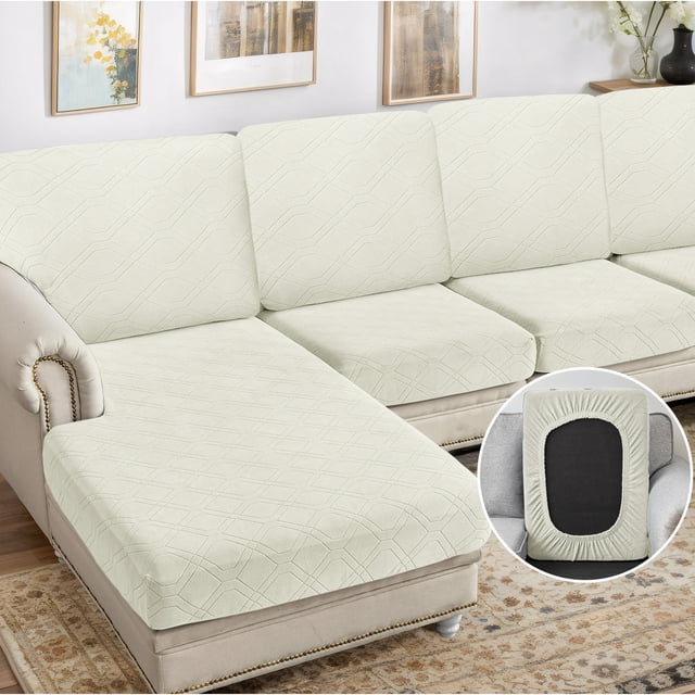 Sanmadrola Couch Covers Sofa Cushion Cover Slipcovers Wear-Resistant Universal Stretch Anti-Slip Sectional L Shape Sofa Covers, Chaise Lounge Sofa Slipcover
