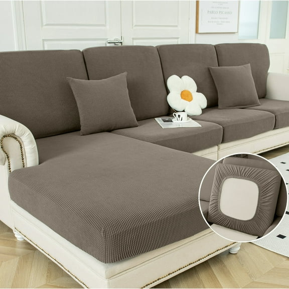 Sanmadrola Couch Covers Sofa Cushion Cover Slipcovers Wear-Resistant Universal Stretch Anti-Slip Sectional L Shape Sofa Covers, Chaise Lounge Sofa Slipcover