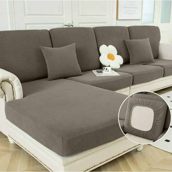 Sanmadrola Couch Covers Sofa Cushion Cover Slipcovers Wear-Resistant Universal Stretch Anti-Slip Sectional L Shape Sofa Covers, Chaise Lounge Sofa Slipcover