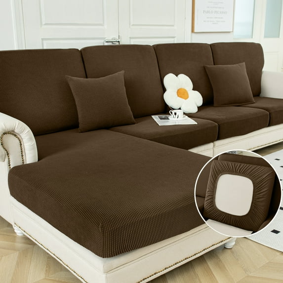 Sanmadrola Couch Covers Sofa Cushion Cover Slipcovers Wear-Resistant Universal Stretch Anti-Slip Sectional L Shape Sofa Covers, Chaise Lounge Sofa Slipcover