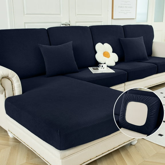 Sanmadrola Couch Covers Sofa Cushion Cover Slipcovers Wear-Resistant Universal Stretch Anti-Slip Sectional L Shape Sofa Covers, Chaise Lounge Sofa Slipcover
