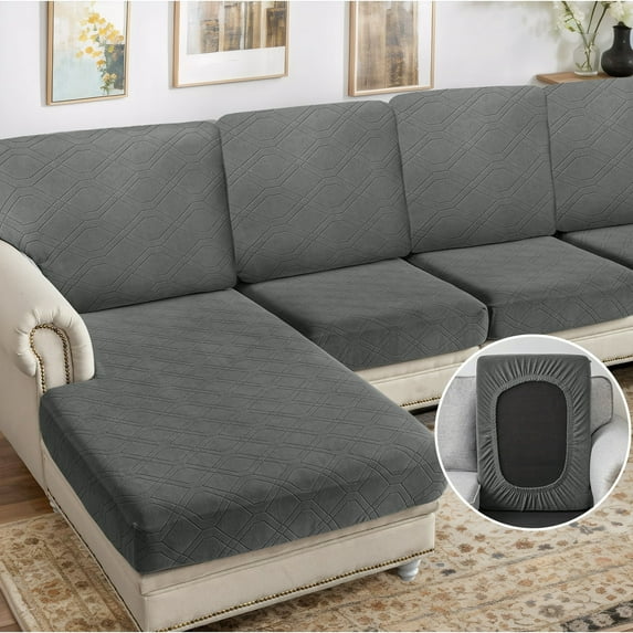 Sanmadrola Couch Covers Sofa Cushion Cover Slipcovers Wear-Resistant Universal Stretch Anti-Slip Sectional L Shape Sofa Covers, Chaise Lounge Sofa Slipcover