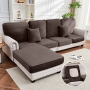 Sanmadrola Couch Covers Velvet Sofa Cushion Cover Stretch Machine Washable Universal Slipcover Furniture Protector for Couches Sectional Sofas, Coffee