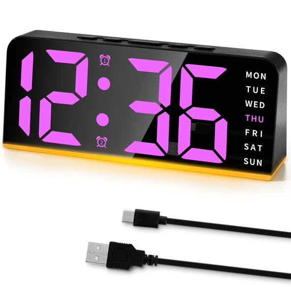 Sanmadrola Digital Alarm Clock for Bedroom Bedside, Loud Alarm Clock for Heavy Sleepers, Desk Clock for Living Room with Dimmer Light, Temperature, Dual Alarm, Snooze, Large Big Numbers for Seniors
