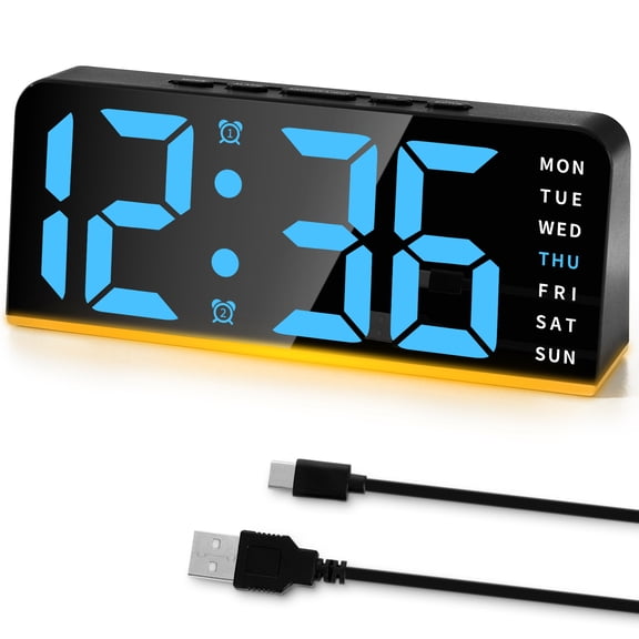 Sanmadrola Digital Alarm Clock for Bedroom Bedside, Loud Alarm Clock for Heavy Sleepers, Desk Clock for Living Room with Dimmer Light, Temperature, Dual Alarm, Snooze, Large Big Numbers for Seniors