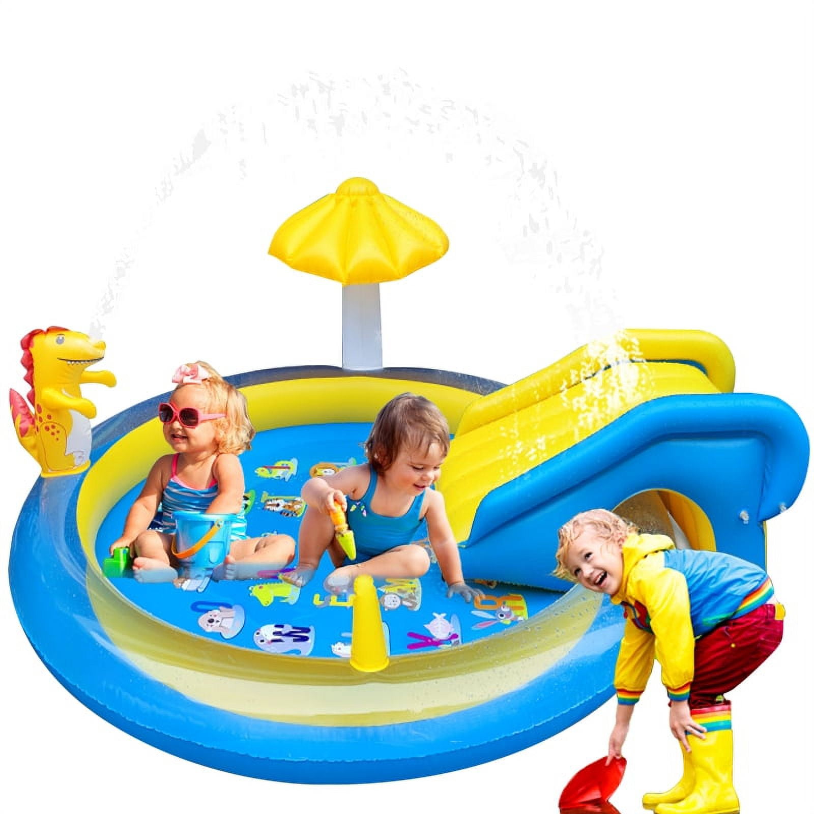 Sanmadrola Dinoland Inflatable Play Center Kiddie Pool with Slide