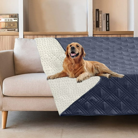 Sanmadrola Dog Bed Cover 100% Double-Sided Waterproof Pet Blanket Non-slip Couch Covers Mattress Protector Leakproof Furniture Protector Cover for Dog Kids Pets, Machine Washable, Bluish Grey, 68x82"