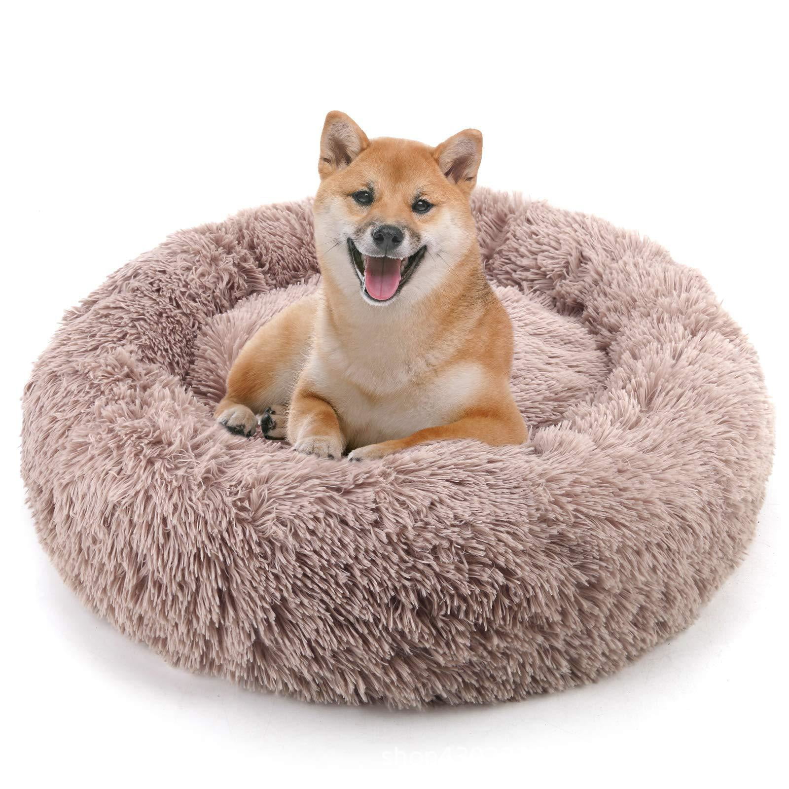 Sanmadrola 30in Dog Bed, Calming & Washable, Soft Donut Cuddler, Anti