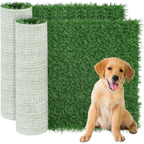 Sanmadrola Dog Pee Pads Puppy Pet Pad Artificial Dog Grass Pad Training Pads for Dogs Potty Pee Tray Fake Grass Mat Reusable for Indoor and Outdoor Washable 14x28 inch 2 Pack Mini Size