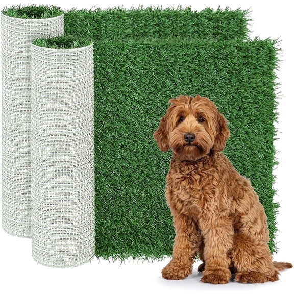 Sanmadrola Dog Pee Pads Puppy Pet Pad Artificial Dog Grass Pad Training Pads for Dogs Potty Pee Tray Fake Grass Mat Reusable for Indoor and Outdoor Washable 18x22 inch 2 Pack Standard Size