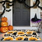 Fall Coir Doormat Welcome Pumpkins Door Mat Non-Slip Farmhouse Floor Mats Autumn Decorative Entrance Door Rugs for Halloween Thanksgiving Indoor Outdoor Bathroom Porch Decor