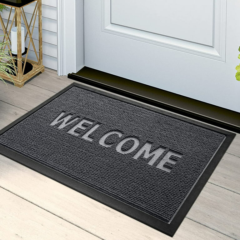 Sanmadrola Doormat Outdoor Welcome Mat Front Door Mat 24''x36'' Floor Mats  Indoor Doormat Rubber Backing Non Slip Heavy Duty Mats for Patio Entrance  Gray 