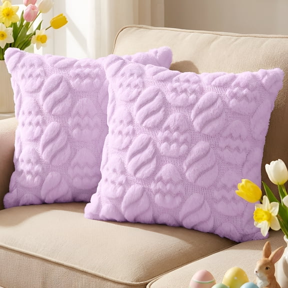 Sanmadrola Easter Pillow Covers 18 x 18 Inch Pack of 2 Luxury Soft Egg Pattern Decorative Throw Pillowcases for Happy Easter Spring Holiday Decor Home Party Sofa Couch