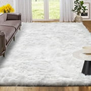 Sanmadrola Faux Sheepskin Area Rugs Fluffy Shaggy Rug Ultra Soft Faux Fur Carpets Rug Fluffy Washable Rug for Bedroom, Nursery Room,Luxury Living Room Decor White 4x6 Ft