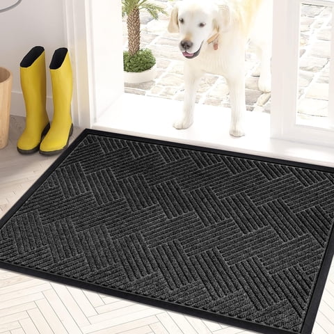 Sanmadrola Front Door Mat Indoor and Outdoor Welcome Mat Rubber Backing Entrance Mat Easy Clean Patio Mat Heavy Duty Entryway Doormat for Front Back Doors, Laundry Rooms, Mudrooms 18''x30'' Gray