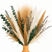 Sanmadrola Green Pampas Grass Boho Decor Exquisite Lavender and Eucalyptus Dried Flower Arrangements for Western Rustic Flowers for Your Bohemian Home Bedroom Table Decor