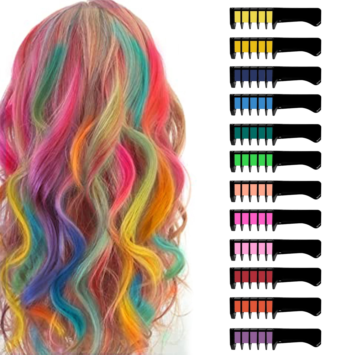 Kids Temporary Hair Color Chalk Comb – Washable Hair Dye Roller for Girls (Beauty Bomb)