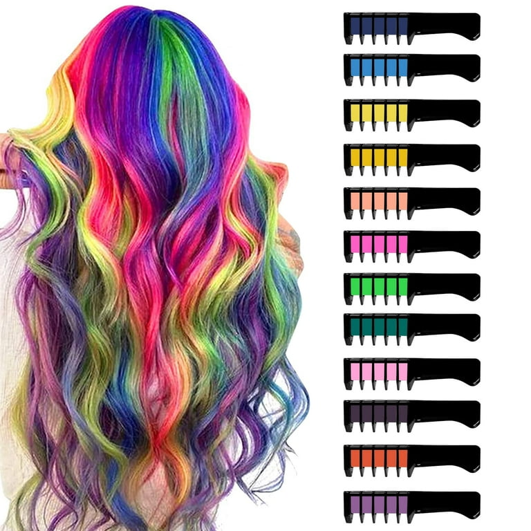 Sanmadrola Hair Chalk Comb for Girls Washable Temporary DIY Hair