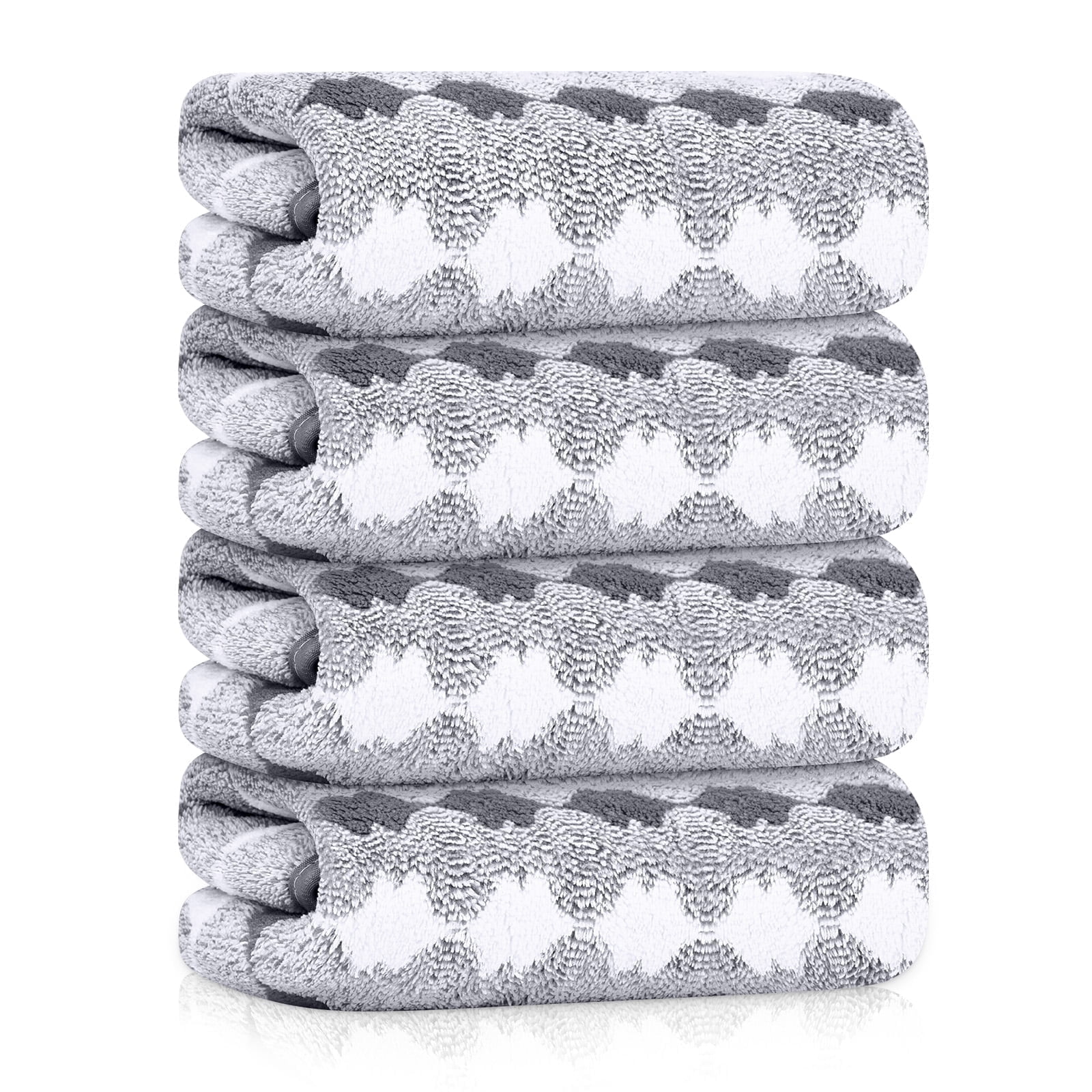 Sanmadrola Hand Towels 13" x 29" Set of 4, 700 GSM High Absorbent Quick Dry Gray Bath Sheets for Bathroom,Gym,Hotel