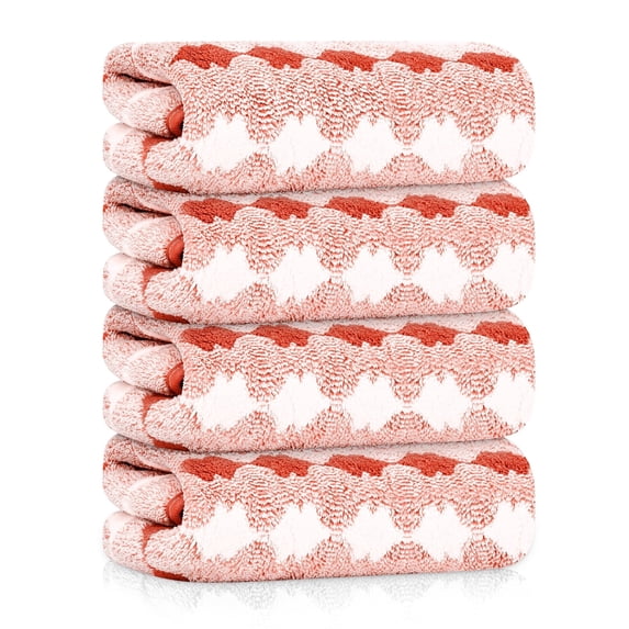 Sanmadrola Hand Towels Set of 4, 700 GSM 100% Cotton High Absorbent Quick Dry Pink Bath Sheets for Bathroom,Gym,Hotel