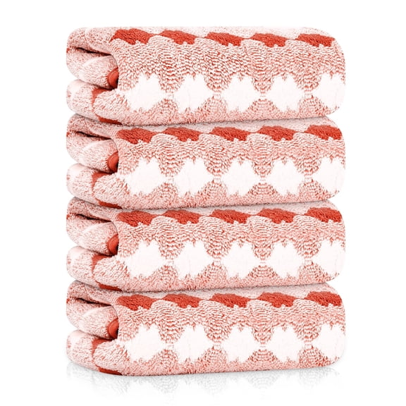 Sanmadrola Hand Towels Set of 4, 700 GSM 100% Cotton High Absorbent Quick Dry Pink Bath Sheets for Bathroom,Gym,Hotel