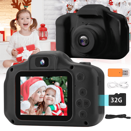PayUSD Kids Camera for Boys Girls, Christmas Birthday Gift for Age 3-10, 1080HD Digital Video Cameras for Toddler, Portable Toy for 3 4 5 6 7 8 9 Year Old with 32GB SD Card-Black