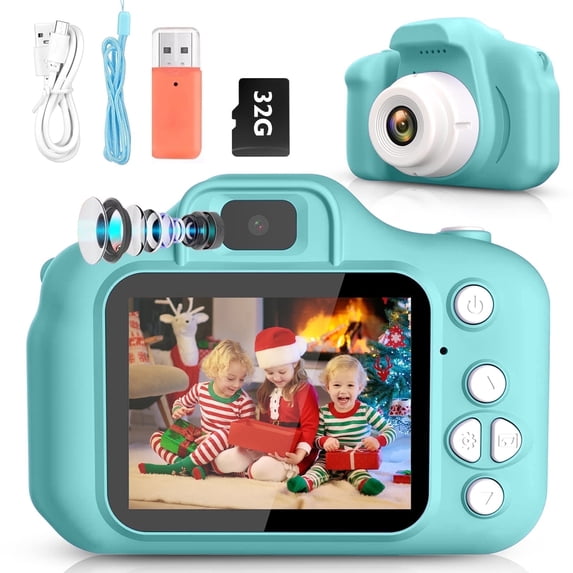 Sanmadrola Kids Camera Selfie Camera for Kids Christmas Birthday Festival Gifts for Girls Age 3-9 HD Digital Video Cameras for Toddler Portable Toys for 3-8 Year Old Girl with 32GB SD Card, Green