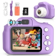 Sanmadrola Kids Camera Selfie Camera for Kids Christmas Birthday Festival Gifts for Girls Age 3-9 HD Digital Video Cameras for Toddler Portable Toys for 3-8 Year Old Girl with 32GB SD Card, Purple